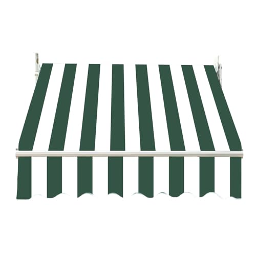 Ersatzstoff für einziehbare Markise 370 x 400 cm gestreift grün und weiß Outdoor Terrassenüberdachung perfekt für Terrasse Balkon Garten Hof Ersatzstoff für einziehbare Markise 370 x 400 cm gestreift grün und weiß Outdoor Terrassenüberdachung perfekt für Terrasse Balkon Garten Hof von Generisch