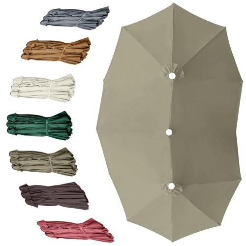 Ersatzüberdachung für Terrassenschirm, doppelseitig, groß, 460 x 270 cm, für Außenbereich, Sonnenschirm, Abdeckung für Terrasse, Garten, Strand, Hellgrau von Generisch