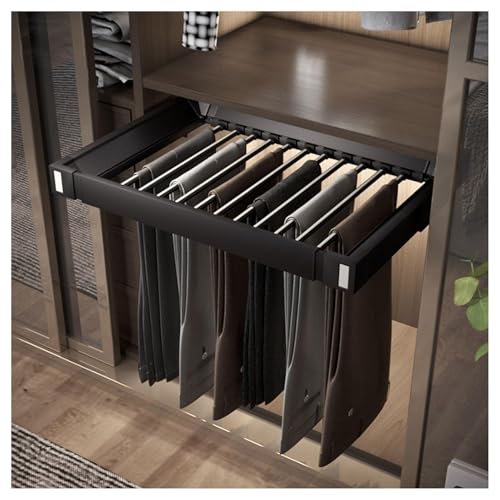 Erweiterbarer Hosenständer, Schiebeschrank, multifunktionaler Wäscheständer, platzsparendes Design für Waschmaschine (schwarz, 85–120 cm) – maximiert den Stauraum im Schrank von Generisch