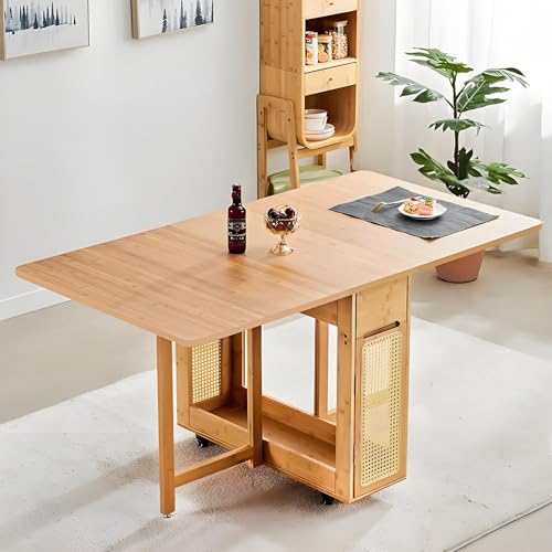 Erweiterbarer klappbarer Esstisch für kleine Räume, ausziehbarer Bambustisch mit Stauraum und Rollen, perfekt für Esszimmer oder Küche Erweiterbarer klappbarer Esstisch für kleine Räume, ausziehbarer Bambustisch mit Stauraum und Rollen, perfekt für Esszimmer oder Küche von Generisch