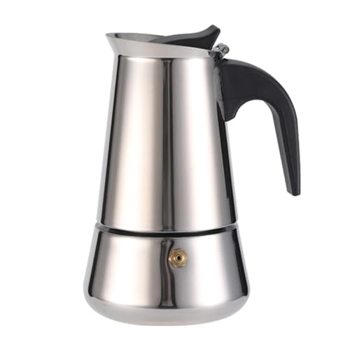 Espressokocher für den Herd, Aluminium oder Edelstahl, Mokka-Kaffeekannen mit Sicherheitsventilen, Mehrzweck-Kaffee für Zuhause, Küche, Büro, 200 ml, Edelstahl von Generisch