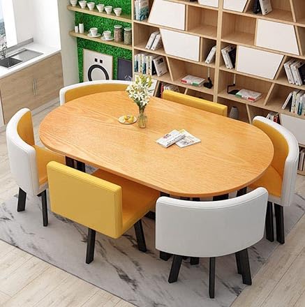 Esstisch-Set - 7-teiliges modernes ovales Design mit 6 Stühlen für Küche & Wohnzimmer, ideal für Ess- und Besprechungsräume Esstisch-Set - 7-teiliges modernes ovales Design mit 6 Stühlen für Küche & Wohnzimmer, ideal für Ess- und Besprechungsräume von Generisch