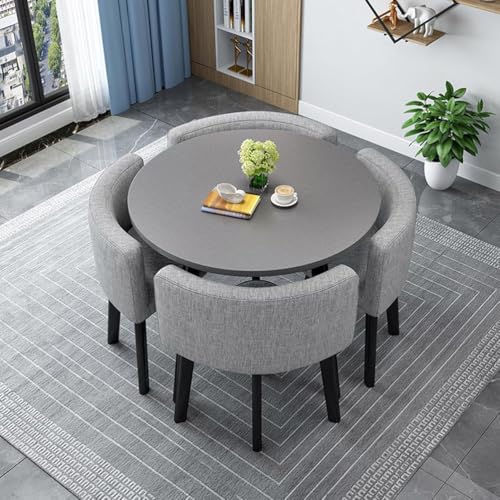 Esstisch Set - Moderne 5-teilige quadratische / runde Küchenmöbel für kleine Räume mit 4 Stühlen für Esszimmer, langlebiges Design Esstisch Set - Moderne 5-teilige quadratische / runde Küchenmöbel für kleine Räume mit 4 Stühlen für Esszimmer, langlebiges Design von Generisch