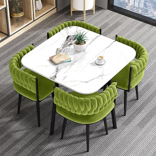 Esstisch Set mit 4 Stühlen, moderner Küchentisch und Stuhl aus Holz, quadratischer Empfangstisch für Küche oder Esszimmer von Generisch