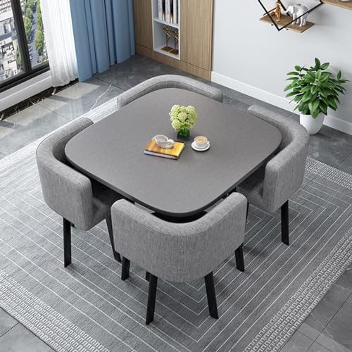 Esstisch-Set mit 4 Stühlen – Moderne runde / quadratische Holzküche & Konferenztisch für Wohnzimmer & Esszimmer, perfekt für Familienfeiern Esstisch-Set mit 4 Stühlen – Moderne runde / quadratische Holzküche & Konferenztisch für Wohnzimmer & Esszimmer, perfekt für Familienfeiern von Generisch
