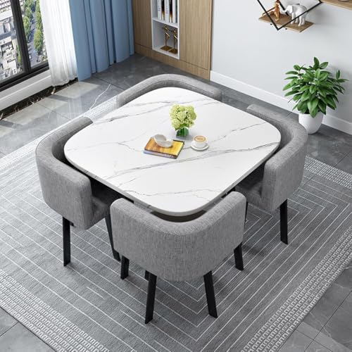 Esstisch Set mit 4 Stühlen - Moderner runder / quadratischer Küchentisch für kleine Räume, langlebiges Design für Zuhause und Restaurant Esstisch Set mit 4 Stühlen - Moderner runder / quadratischer Küchentisch für kleine Räume, langlebiges Design für Zuhause und Restaurant von Generisch