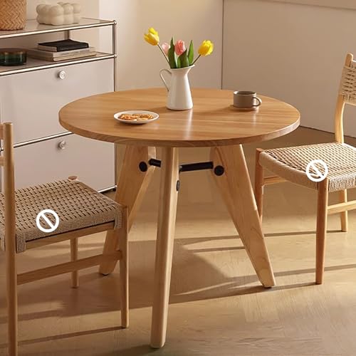 Esstisch aus Holz, Mitte des Jahrhunderts, moderner Bauernhaus-Kreis-Esstisch mit stabilem 3-Bein-Sockel, platzsparendes Design für Esszimmer, Cafés & Küche von Generisch