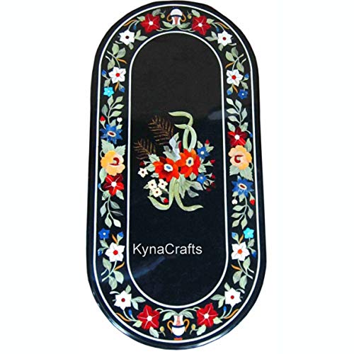 Esstisch aus Marmor I Marmor-Tischplatte I Schwarze Tischplatte I Handgefertigte Marmor-Tischplatte I Freche Optik Terrassentischplatte 61 x 121 cm von Generisch
