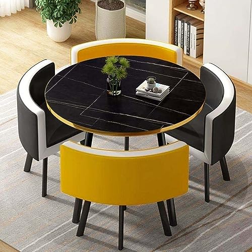 Esstisch und Stuhl Set - Runder Tisch mit 4 Stühlen für Familien- oder Geschäftsempfang - 80cm Durchmesser - Home Office Konferenzraum Möbel von Generisch