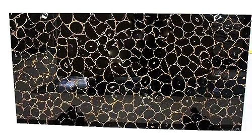 Esstischplatte aus schwarzem Achat I Achat-Terrassenplatte I Schwarze Tischplatte I Achat-Rasen-Seitenplatte I Edelstein-Badezimmerplatte I Küchenplatte 76,2 x 152,4 cm von Generisch