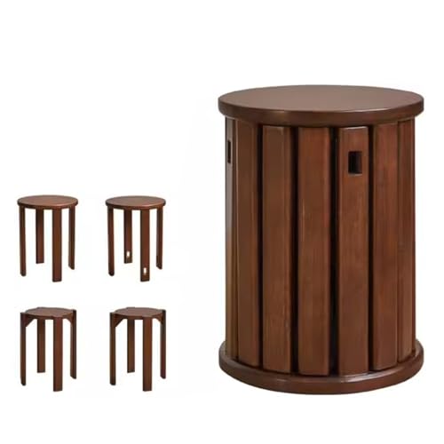 Esszimmerhocker 4er Set Massivholz Stapelstühle mit Multifunktions-Couchtisch für Wohnzimmer und Schlafzimmer von Generisch