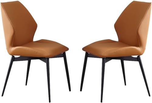 Esszimmerstühle, 2er-Set, ergonomischer Ledersitz mit Stuhlbeinen aus Karbonstahl und Metall for gewerbliche Restaurants zu Hause(Orange) von Generisch