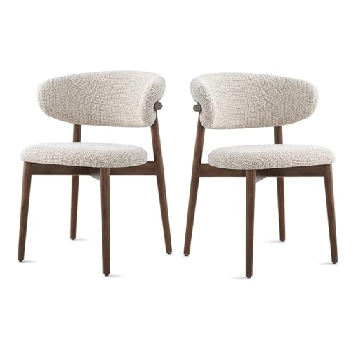 Esszimmerstühle 2er 4er 6er Set Mid Century Modern Massivholz mit Leinenkissen Gebogene Rückenlehne Gepolstert Küchenstühle für Wohnzimmer und Esszimmer von Generisch