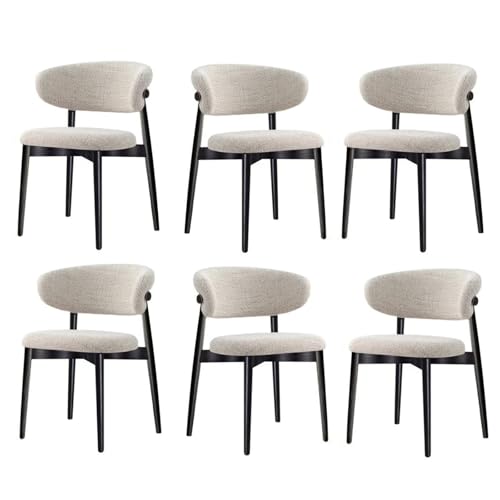 Esszimmerstühle 2er 4er 6er Set Mid Century Modern Massivholz mit Leinenkissen und gebogener Rückenlehne, gepolsterte Küchenstühle für Wohnzimmer und Esszimmer von Generisch