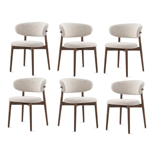 Esszimmerstühle 2er 4er 6er Set Mid Century Modern Massivholz mit Leinenkissen und gebogener Rückenlehne, gepolsterte Küchenstühle für Wohnzimmer und Esszimmer Esszimmerstühle 2er 4er 6er Set Mid Century Modern Massivholz mit Leinenkissen und gebogener Rückenlehne, gepolsterte Küchenstühle für Wohnzimmer und Esszimmer von Generisch