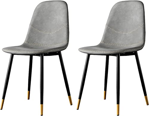 Esszimmerstühle 2er Set, Bequeme Küchenstühle mit gepolsterter Rückenlehne, PU-Leder Kissen Sitz und Metallbeine für Wohnzimmer von Generisch