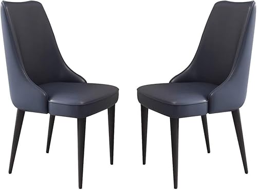 Esszimmerstühle 2er-Set, Mikrofaser-Leder, ergonomische Sitzfläche, Beine aus Kohlenstoffstahl und Metall(Royal Blue) von Generisch