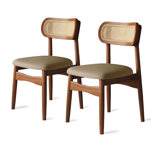 Esszimmerstühle 2er Set, Moderne Küchenstühle aus Leder mit Massivholzrahmen und hochdichter Schwammfüllung für Esszimmer, Restaurant, Wohnzimmer, Büro von Generisch
