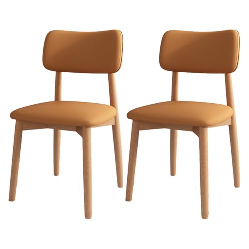 Esszimmerstühle 2er Set, Polsterstuhl aus Holz mit Holzbeinen für Wohnzimmer und Restaurant, Nussbaum hell und Khaki hell von Generisch