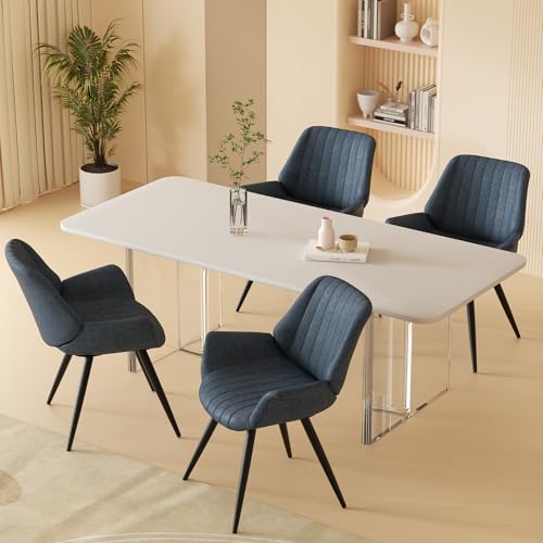 Esszimmerstühle 2er Set, gepolsterte Esszimmerstühle in Kunstleder Kissen Sitz und Metallbeine, Küchen- & Esszimmerstühle im modernen Stil der Mitte des Jahrhunderts von Generisch