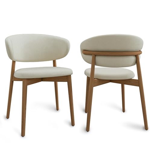 Esszimmerstühle 2er Set Modern Küchenstühle mit Rückenlehne und Holzbeine Retro Kunstleder Gepolsterter Polsterstuhl für Home Office Möbel (Walnussfarbe) von Generisch