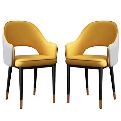 Esszimmerstühle 2er Set Napa Leder mit ergonomischen Armlehnen und Metallbeinen - für Zuhause oder Restaurant von Generisch