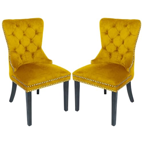 Esszimmerstühle 2er Set Samt Gepolstert Esszimmerstühle mit Nagelkopfrücken und Ringzugbesatz, Massivholz Lounge Stühle für Küche/Schlafzimmer/Wohnzimmer Esszimmerstühle 2er Set Samt Gepolstert Esszimmerstühle mit Nagelkopfrücken und Ringzugbesatz, Massivholz Lounge Stühle für Küche/Schlafzimmer/Wohnzimmer von Generisch
