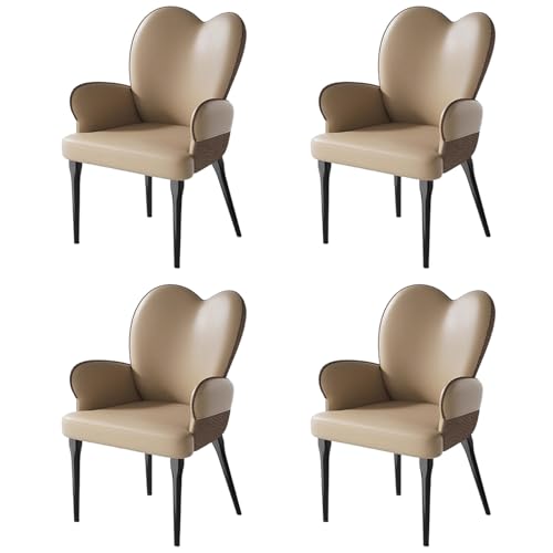 Esszimmerstühle 4er Set, Polsterstuhl Moderne Küchensessel mit Metallbeinen, Lederkissen und gebogener Rückenlehne für Büro, Esszimmer, Wohnzimmer Esszimmerstühle 4er Set, Polsterstuhl Moderne Küchensessel mit Metallbeinen, Lederkissen und gebogener Rückenlehne für Büro, Esszimmer, Wohnzimmer von Generisch
