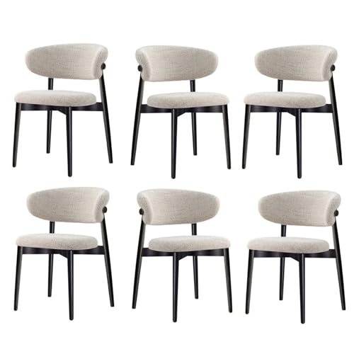Esszimmerstühle 6er Set, Massivholz mit Leinenkissen und gebogener Rückenlehne, Polsterstühle Küchenstühle für Wohnzimmer und Küche Esszimmerstühle 6er Set, Massivholz mit Leinenkissen und gebogener Rückenlehne, Polsterstühle Küchenstühle für Wohnzimmer und Küche von Generisch