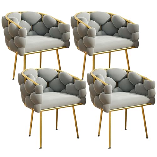 Esszimmerstühle Urban Style Stoff Polsterstühle Küche Wohnzimmer Akzent Seitenstuhl für Home Office mit einzigartiger Rückenlehne und goldenem Metallrahmen 4er Set Esszimmerstühle Urban Style Stoff Polsterstühle Küche Wohnzimmer Akzent Seitenstuhl für Home Office mit einzigartiger Rückenlehne und goldenem Metallrahmen 4er Set von Generisch