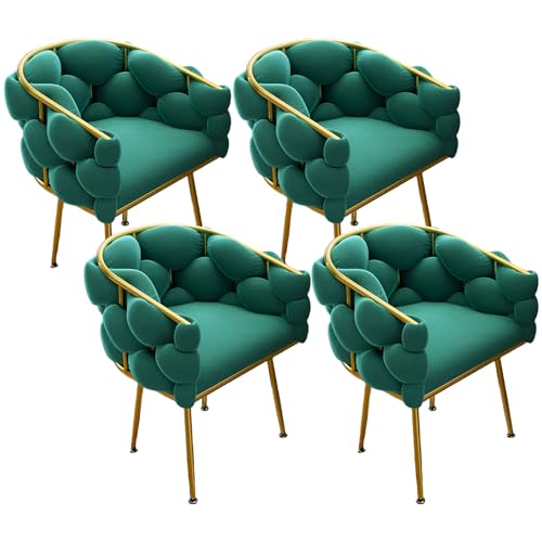 Esszimmerstühle Urban Style Stoff Polsterstühle Küche Wohnzimmer Akzent Seitenstuhl mit einzigartiger Rückenlehne und goldenem Metallrahmen für Home Office, 4er Set von Generisch