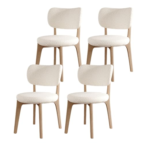 Esszimmerstühle aus Eiche, starke Tragfähigkeit, moderner gepolsterter Leder-Esszimmerstuhl mit gebogener Rückenlehne, hochelastischer Schaumstoff, Massivholz, armlose Stühle für Wohnzimmer, Walnuss + von Generisch