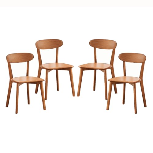 Esszimmerstühle aus Eichenholz mit gebogener Rückenlehne, rutschfeste Fußstütze, Massivholz, Küchenstühle für Esszimmer, Schlafzimmer, Balkon, Lesen (Kaffeefarbe), 4 Stück von Generisch