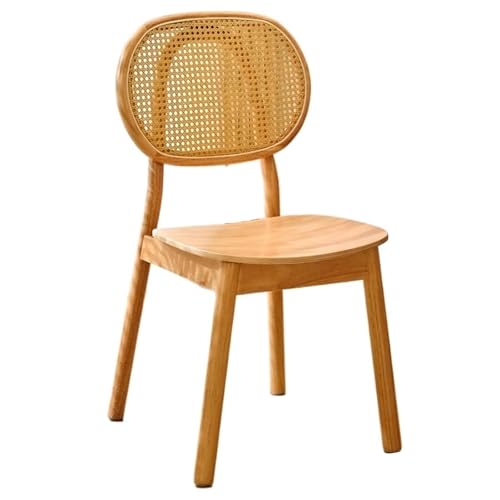 Esszimmerstühle aus Holz-Rattan – stapelbare Akzent-Küchenstühle mit gewebter Rückenlehne für Wohnzimmer und Balkon – stilvolle braune Möbel von Generisch