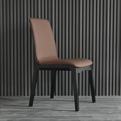 Esszimmerstühle aus Kunstleder, gepolstert, Küchenstuhl, mit Holzbeinen, ohne Armlehnen, Schreibtischstühle für Wohnzimmer & Empfang, 2 Stück (Schwarz & Kaffee) von Generisch