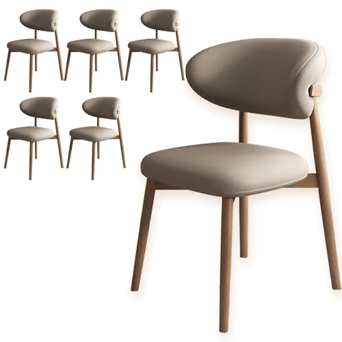 Esszimmerstühle aus Kunstleder mit gepolstertem Sitz und Holzbeinen, gebogene Rückenlehne, 2er Set für Wohnzimmer, Büro, Arbeitszimmer von Generisch
