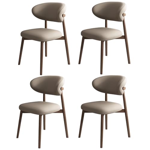 Esszimmerstühle aus Kunstleder mit gepolstertem Sitz und Holzbeinen, gebogene Rückenlehne, 2er Set für Wohnzimmer, Büro, Arbeitszimmer von Generisch