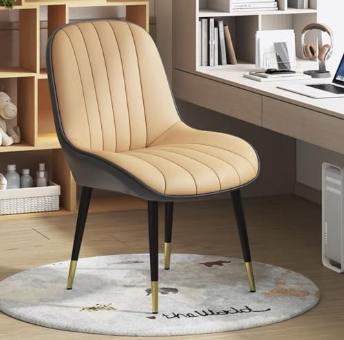 Esszimmerstühle aus Leder, cremefarben, 2er-Set mit hoher Rückenlehne und Metallbeinen, gepolsterte Küchenstühle für Esszimmer, Lounge oder Büro von Generisch