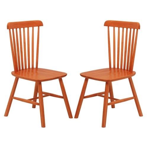 Esszimmerstühle aus Massivholz, 2er-Set, Spindelrückseite, Küchenstühle mit zartem Design, tragbare Seitenstühle für Esszimmer von Generisch