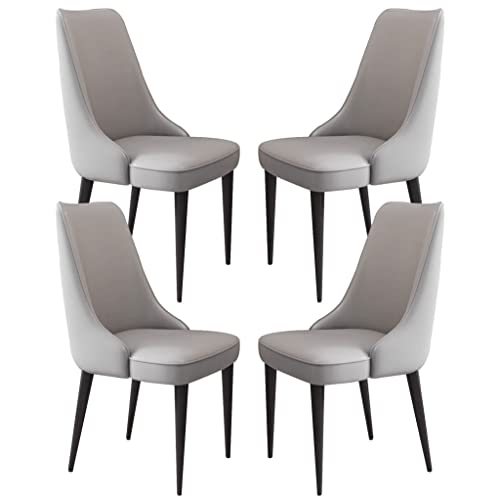 Esszimmerstühle aus Mikrofaser, Leder, stilvolle Küchenstühle mit stabilen Beinen aus Karbonstahl, für Esszimmer, Arbeitszimmer und Lounge, Hellgrau, 4 Stück von Generisch