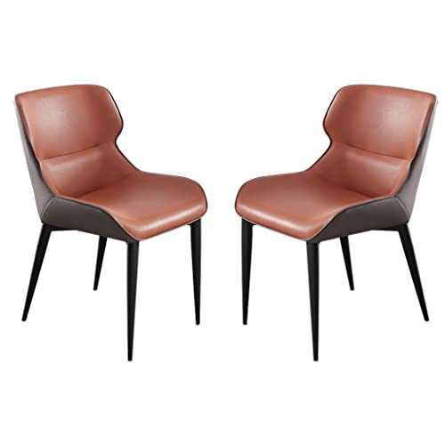 Esszimmerstühle aus Mikrofaser-Leder, 2er-Set, stilvolle Küche und Wohnzimmer, Lounge, Sitzgelegenheit mit stabilen Beinen aus Karbonstahl (Orange und Graubraun), moderner Komfort und Haltbarkeit von Generisch