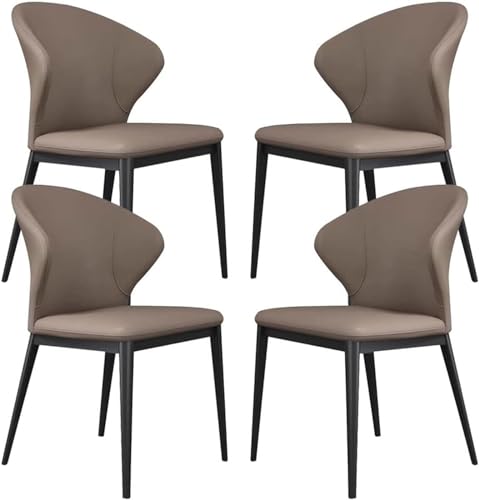 Esszimmerstühle aus Mikrofaser-Leder, stilvolle Kaffeefarbe für Esszimmer, Schlafzimmer oder Balkon, bequemes und modernes Möbel-Set, 4 Stück von Generisch