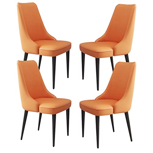 Esszimmerstühle aus Mikrofaser-Leder, stilvolle Küchenstühle mit stabilen Beinen aus Karbonstahl, für Esszimmer, Arbeitszimmer und Lounge, Orange, 4 Stück (schwarze Beine) von Generisch