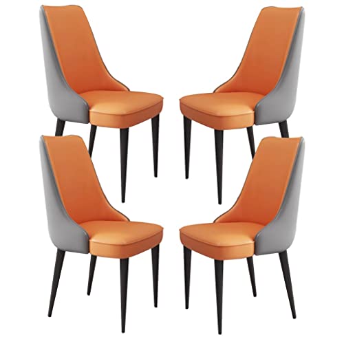 Esszimmerstühle aus Mikrofaser-Leder mit stabilen Beinen aus Karbonstahl, moderner Küchentisch, Beistellstühle für Arbeitszimmer und Lounge, Zementgrau + orangefarbenes schwarzes Bein), 4 Stück von Generisch