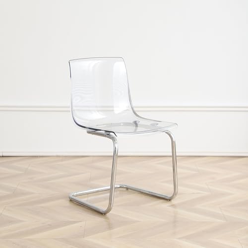 Esszimmerstühle aus transparentem Acryl, moderne Küchenstühle mit Chrombasis, transparente Rückenlehne, Esszimmerstuhl, Kunststoff-Akzent-Seitenstuhl, Schminkstuhl für Schlafzimmer, 2er-Set von Generisch
