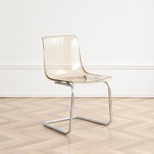 Esszimmerstühle aus transparentem Acryl, moderne Küchenstühle mit Chrombasis, transparente Rückenlehne, Esszimmerstuhl, Kunststoff-Akzent-Seitenstuhl, Schminkstuhl für Schlafzimmer, 2er-Set von Generisch