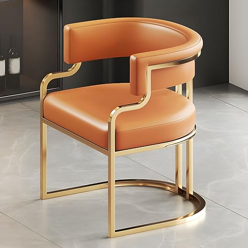 Esszimmerstühle für den Innenbereich, gepolstert, für Zuhause, niedrige Rückenlehne, Sessel, Esszimmerstuhl mit Kunstleder- und Messingbeinen, für Milchtee, Shop, Küche, Esszimmer (Orange, 1 Stück) Esszimmerstühle für den Innenbereich, gepolstert, für Zuhause, niedrige Rückenlehne, Sessel, Esszimmerstuhl mit Kunstleder- und Messingbeinen, für Milchtee, Shop, Küche, Esszimmer (Orange, 1 Stück) von Generisch