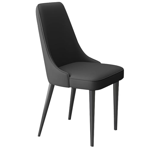 Esszimmerstuhl, PU-Leder, gepolsterter Küchenstuhl mit hoher Rückenlehne, modernes Design, schwarze Metallbeine, 47 cm, Sitzhöhe, unterstützt bis zu 150 kg, für Esszimmer oder Wohnzimmer von Generisch