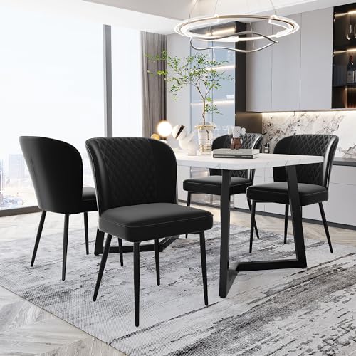 Esszimmerstuhl (4 St), Schwarz,Polsterstuhl Design Stuhl mit Rückenlehne,Sitzfläche aus Samt Gestell aus Metall von Generisch