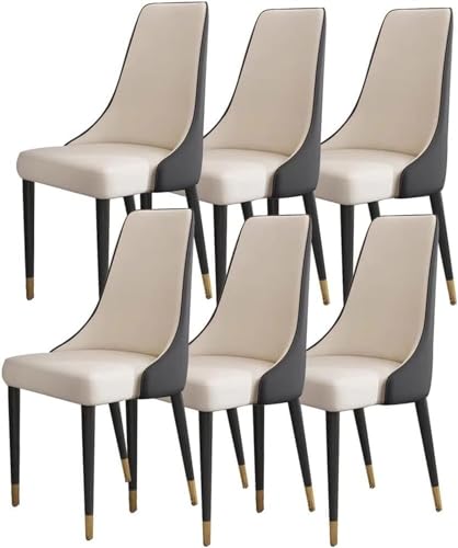 Esszimmerstuhl 6er Set Mikrofaser Leder mit Holzbeinen für Wohnzimmer und Küche Design von Generisch
